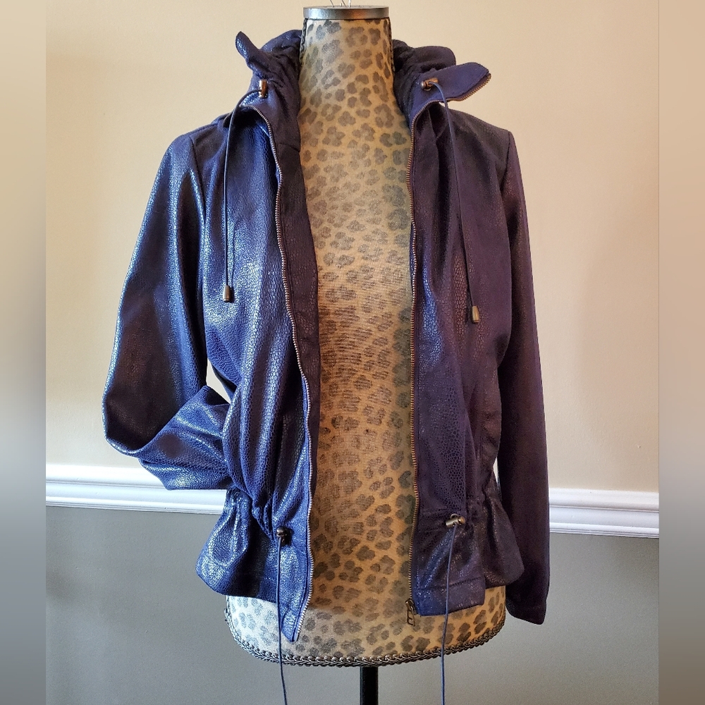Cropped Indigo Bomber Jacket